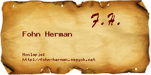 Fohn Herman névjegykártya